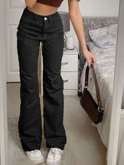 TECCULI 2025 - Pantalones vaqueros acampanados elásticos de cintura alta para mujer, de moda, de corte acampanado liso, elegantes, ajustados, para chicas