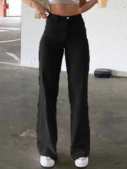 TECCULI 2025 - Pantalones vaqueros acampanados elásticos de cintura alta para mujer, de moda, de corte acampanado liso, elegantes, ajustados, para chicas