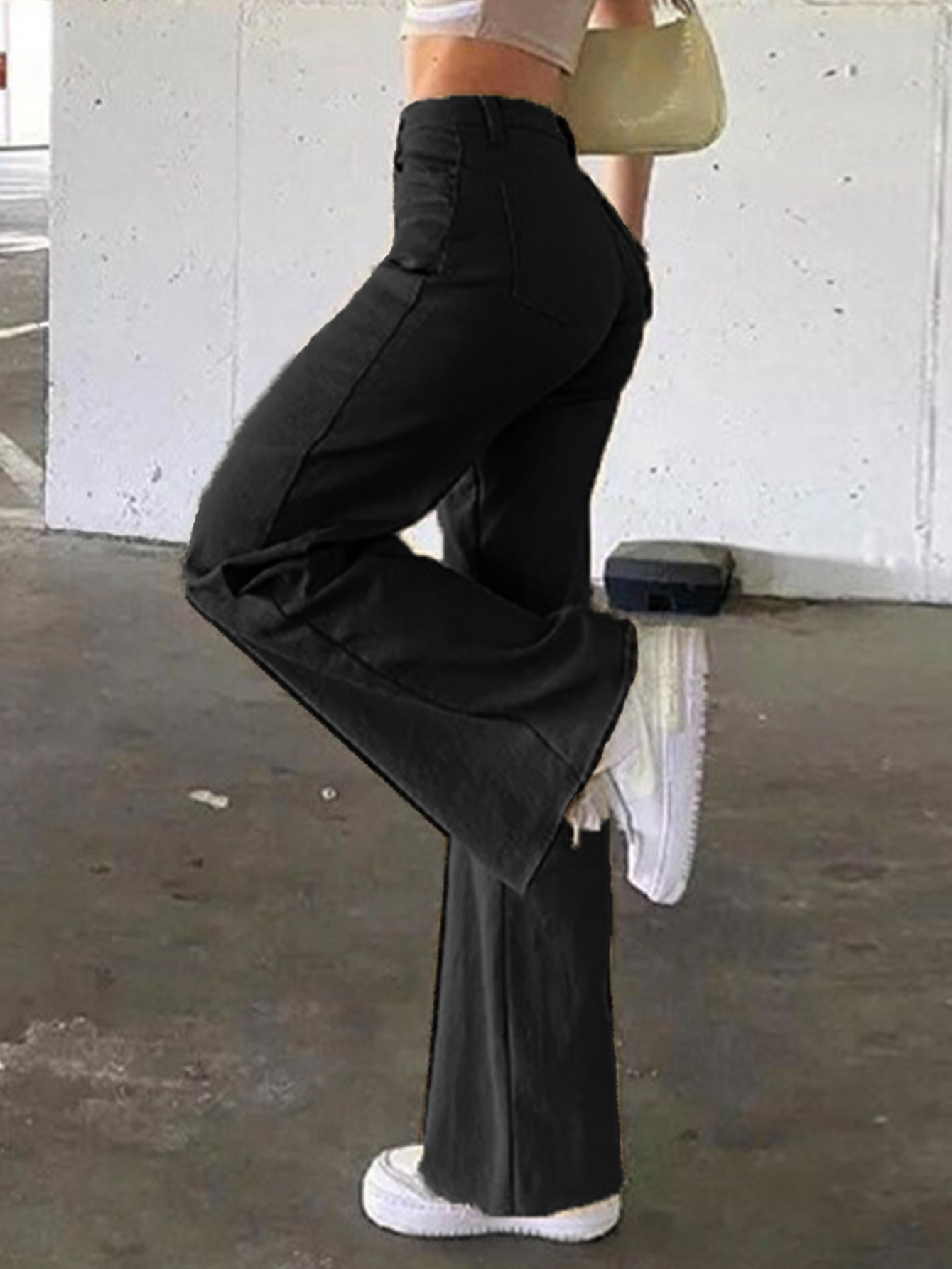 TECCULI 2025 - Pantalones vaqueros acampanados elásticos de cintura alta para mujer, de moda, de corte acampanado liso, elegantes, ajustados, para chicas