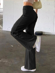 TECCULI 2025 - Pantalones vaqueros acampanados elásticos de cintura alta para mujer, de moda, de corte acampanado liso, elegantes, ajustados, para chicas