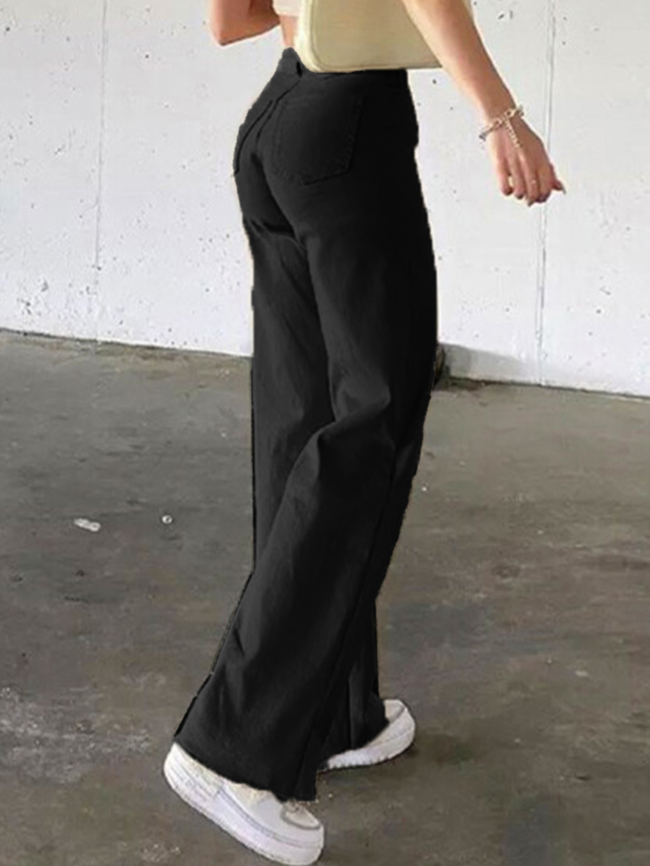 TECCULI 2025 - Pantalones vaqueros acampanados elásticos de cintura alta para mujer, de moda, de corte acampanado liso, elegantes, ajustados, para chicas