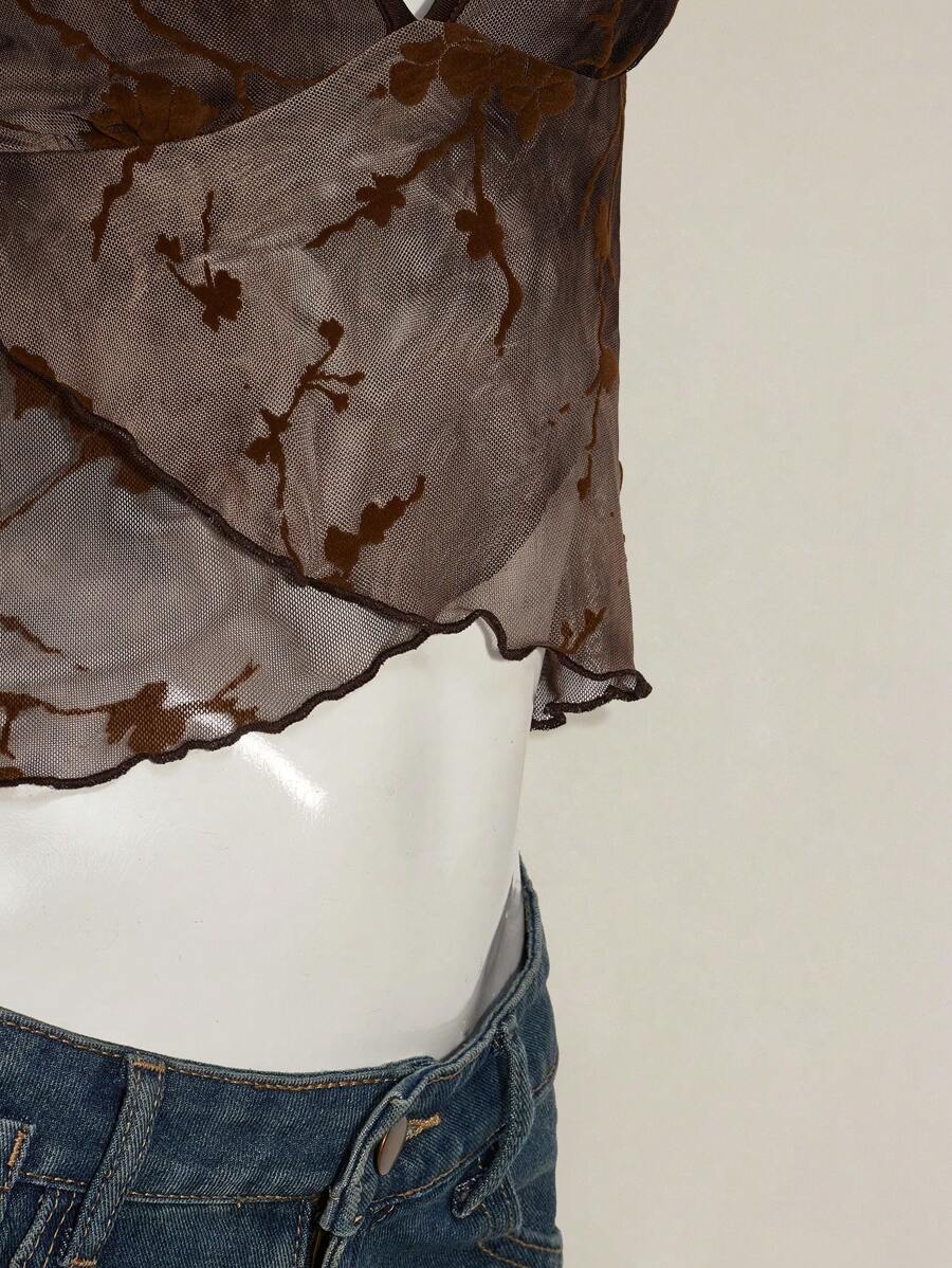 Camisola mini floral flocada de verano para mujer de ICON