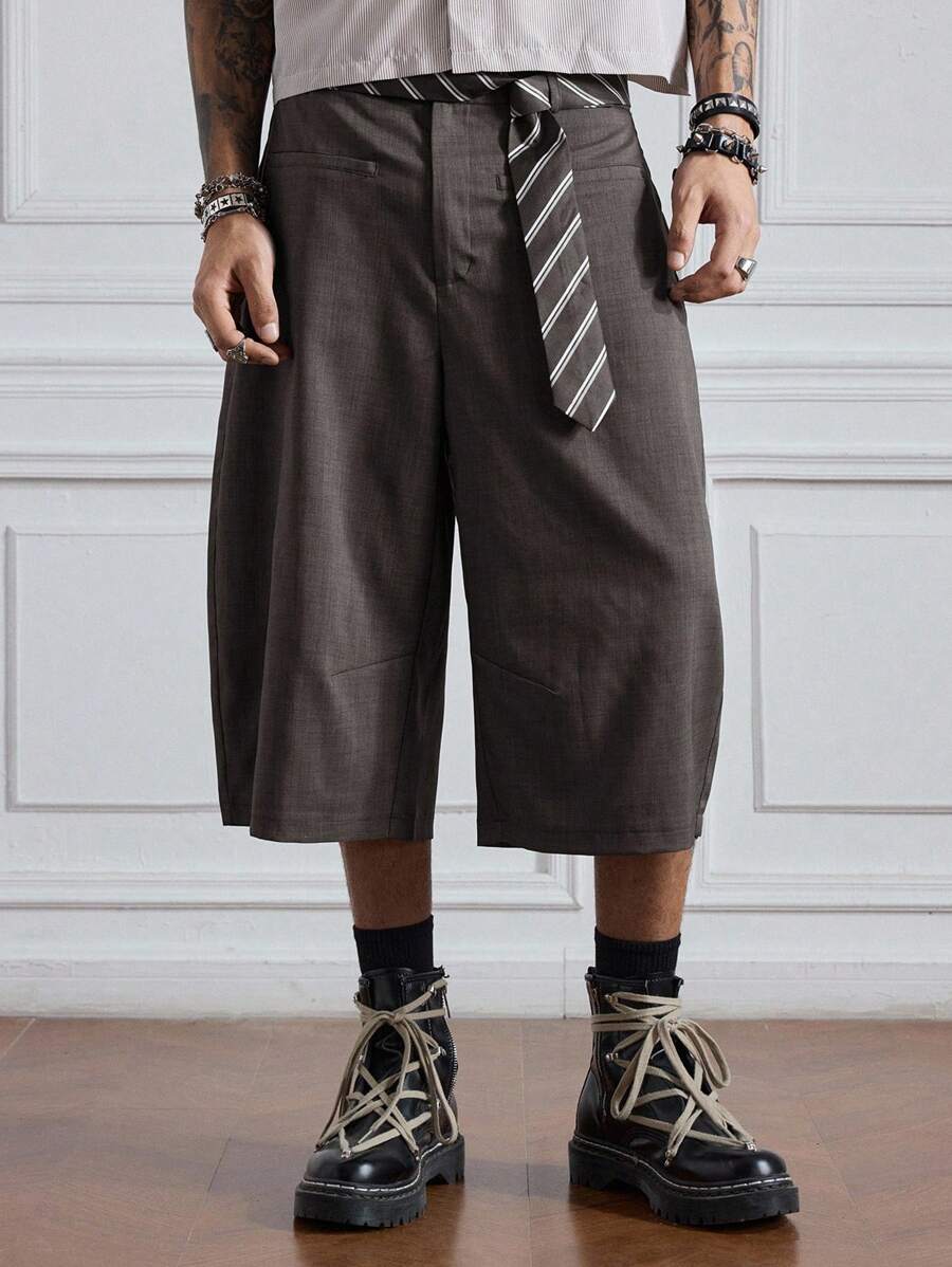 ROMWE MEN Pantalones casuales de estilo universitario holgados de color liso para hombre, de longitud 78