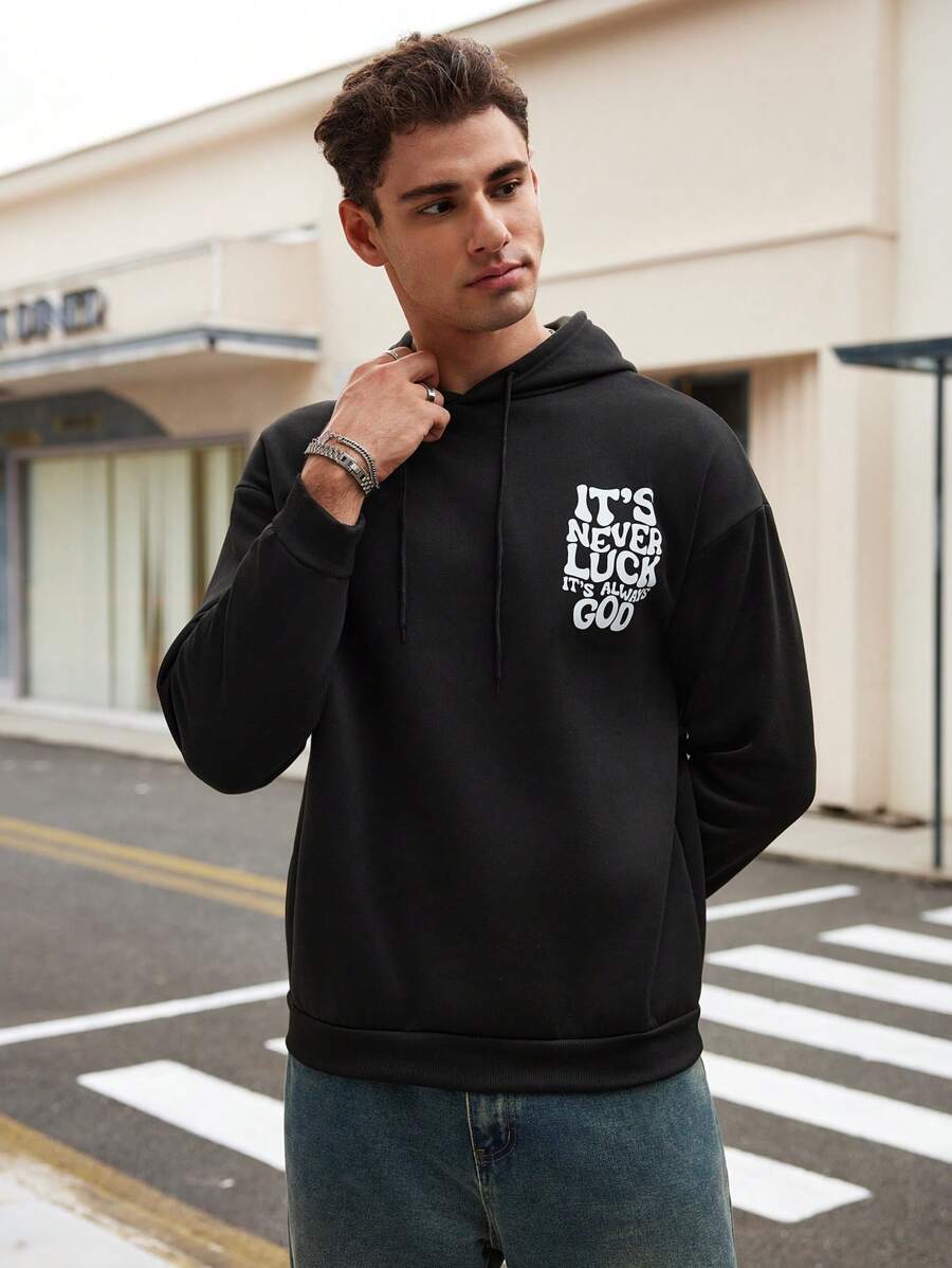 Sudadera con capucha con estampado sencillo Manfinity Dauomo para hombre