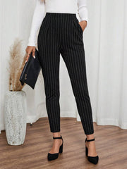 Pantalones de vestir ajustados informales con bolsillos y rayas negras para mujer de EMERY ROSE, pantalones de otoño