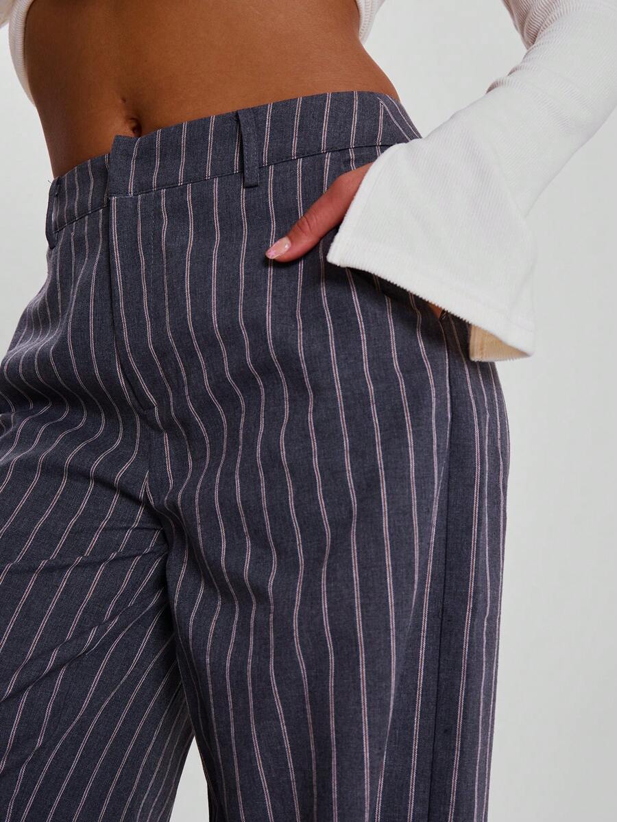 MUSERA Tailored Mid Rise Pinstripe Straight Leg Trousers Business Casual Elegant Business Casual Vacation Graduation Prom Wedding Guest Birthday Old Money Fall Work Office Back To School Night Out Going Out