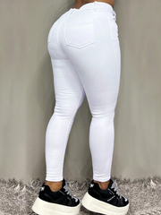 Pantalones vaqueros TECCULI clásicos de cintura alta, ajustados y elásticos que levantan los glúteos para mujer