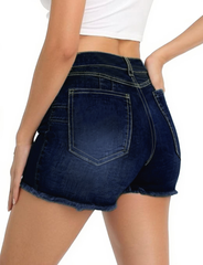 TECCULI - Pantalones cortos vaqueros de verano para mujer, sexys, rotos, informales, de calle, con dobladillo desgastado