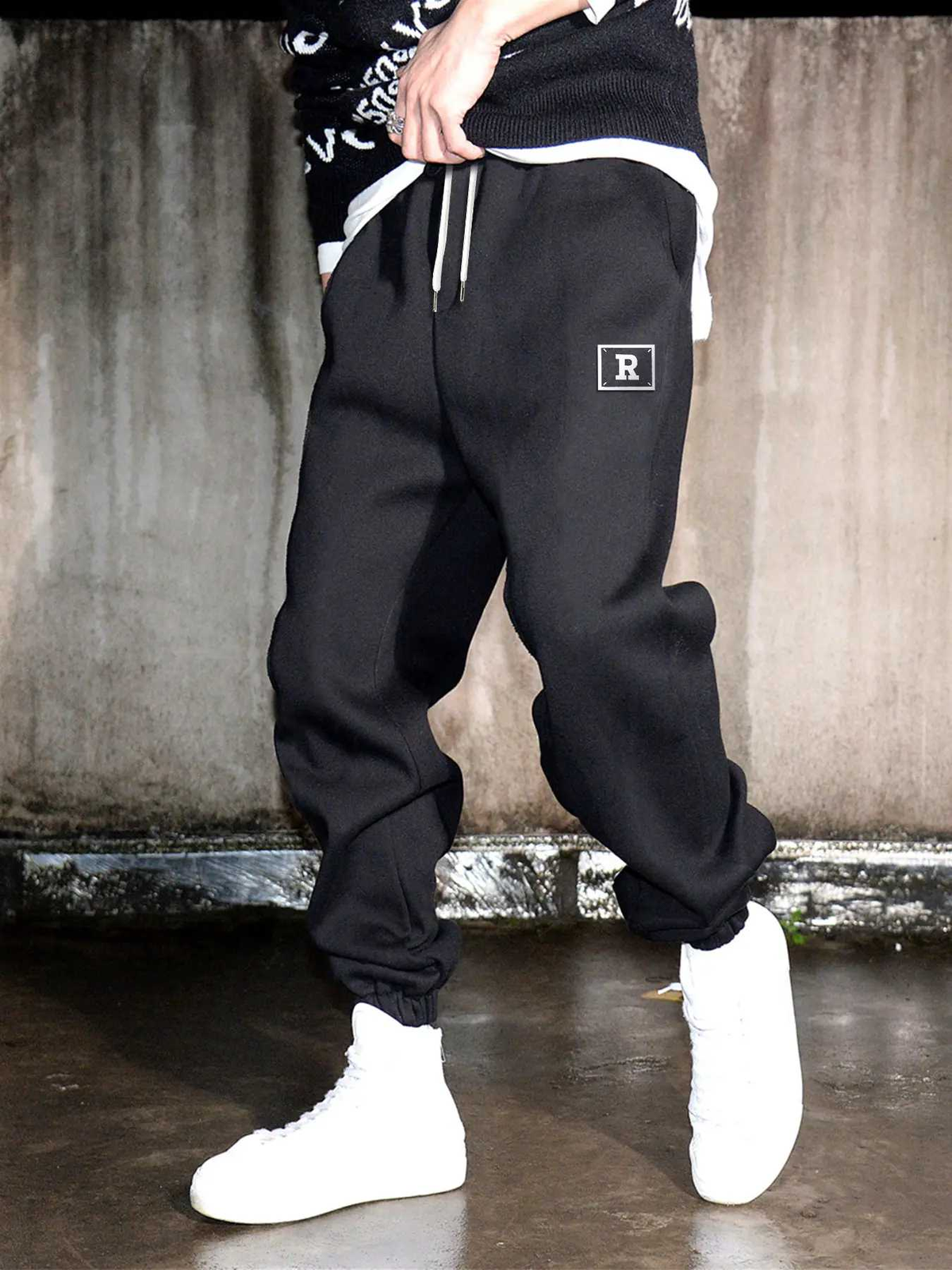 Pantalones deportivos TECCULI Street Style Retro con cordón ajustable para hombre, cómodos pantalones deportivos holgados de algodón para primavera y otoño, pantalones deportivos casuales y modernos.