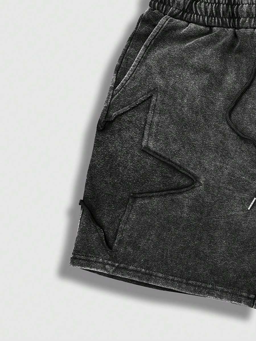 ROMWE MEN Street Life - Pantalones cortos casuales de color liso con bolsillo frontal y lazo para hombre, para uso diario