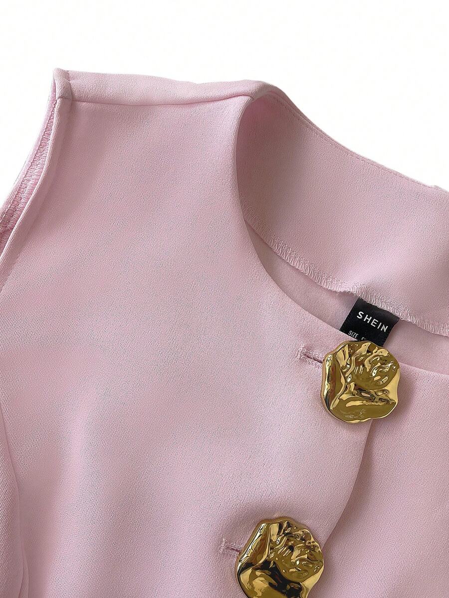 Conjunto de 2 piezas de chaqueta de punto elegante de lujo con botones decorados y minifalda plisada para mujer de Sweetra, ideal para fiesta, estilo Y2K.