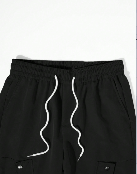 Pantalones cargo casuales TECCULI para hombre: corte holgado y cómodo, diseño multibolsillos con detalle de botones, perfectos para exteriores e informales.