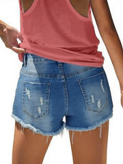 TECCULI 2025 Verano Nuevos Pantalones Cortos de Mezclilla de Corte Ajustado para Mujer Estilo Urbano Detalles de Corte de Flecos Cintura Elástica Transpirable Cómodo