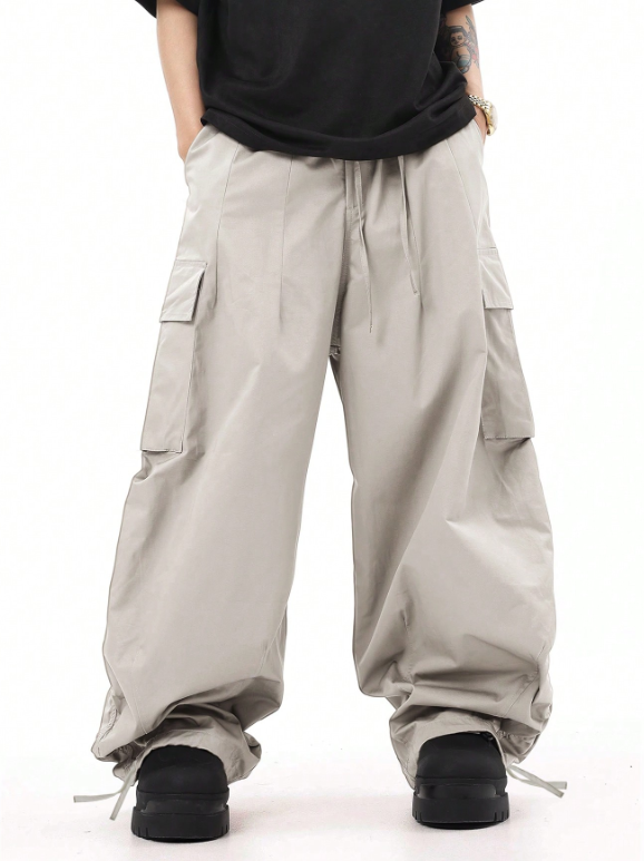 Pantalones cargo TECCULI con múltiples bolsillos para hombre, informales, holgados y con cordón, ideales para todas las estaciones, al aire libre, ocio y trabajo.