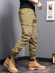 TECCULI Manfinity Homme Men Flap Pocket Side Cargo Pants, Back To School