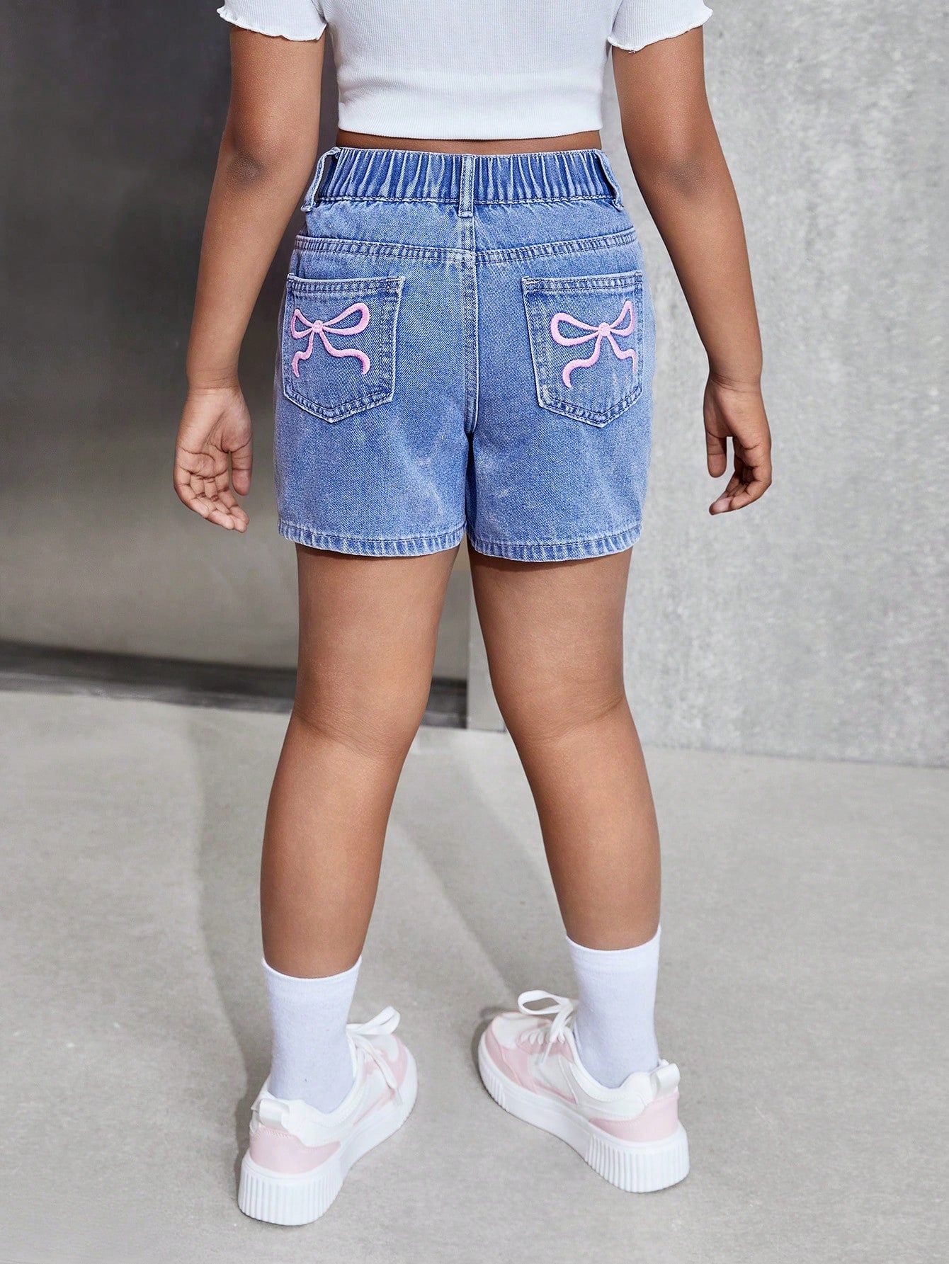 Shorts vaqueros minimalistas informales para niñas preadolescentes, uso diario