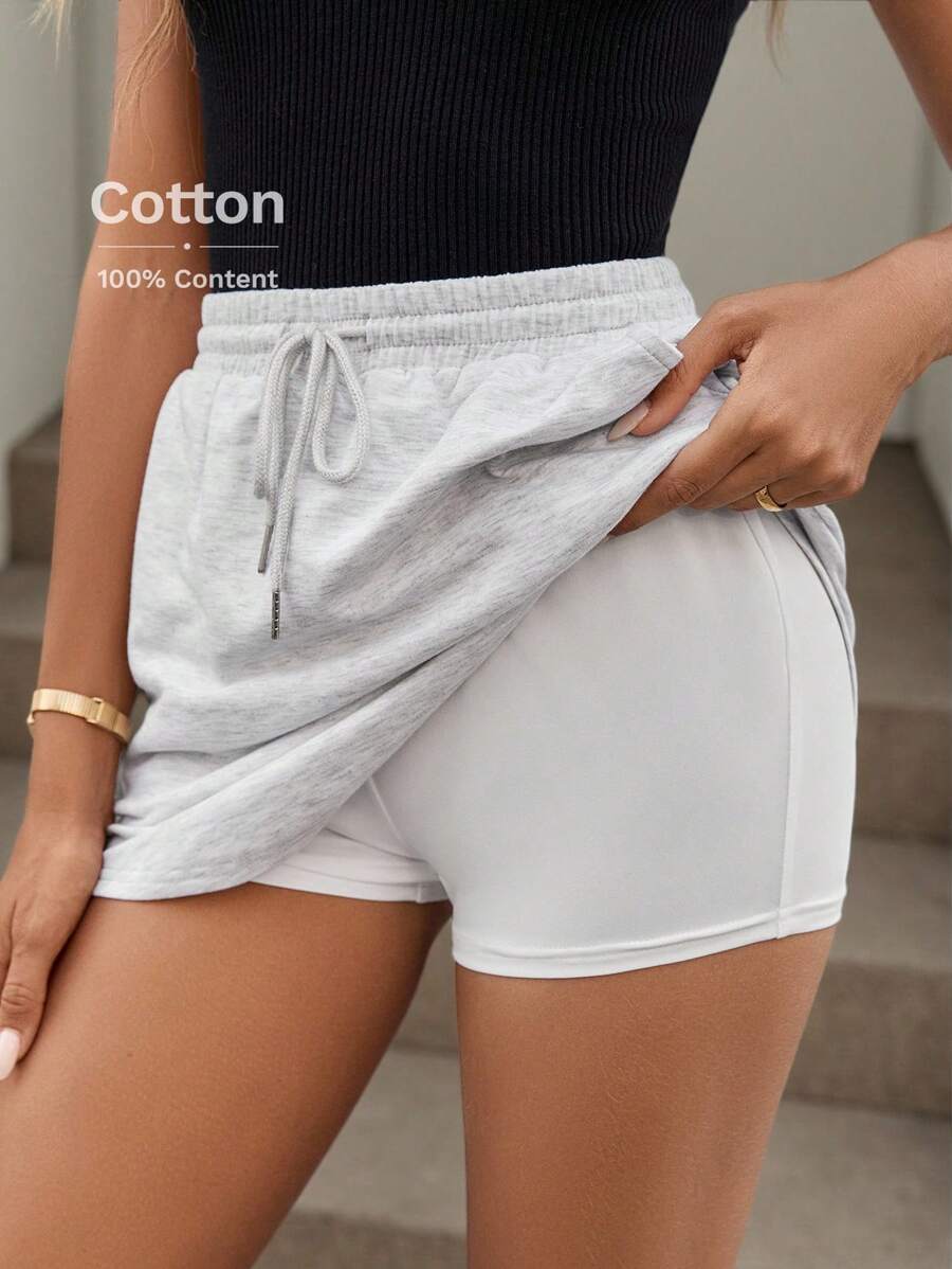 Falda LUNE para mujer con cintura elástica y cordón, bolsillo y forro interior de tela, cómoda para vacaciones y para atuendos deportivos informales de verano.