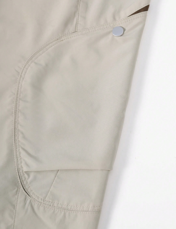 TECCULI Men's Lightweight Color Block Cargo Pants - Breathable, Loose Fit with Drawstring Ankles, Multiple Pockets, Beige & Brown Design for Casual Streetwear, Spring & Summer Collection, Outdoor Travel Pants, Breathable Fabric Menswea