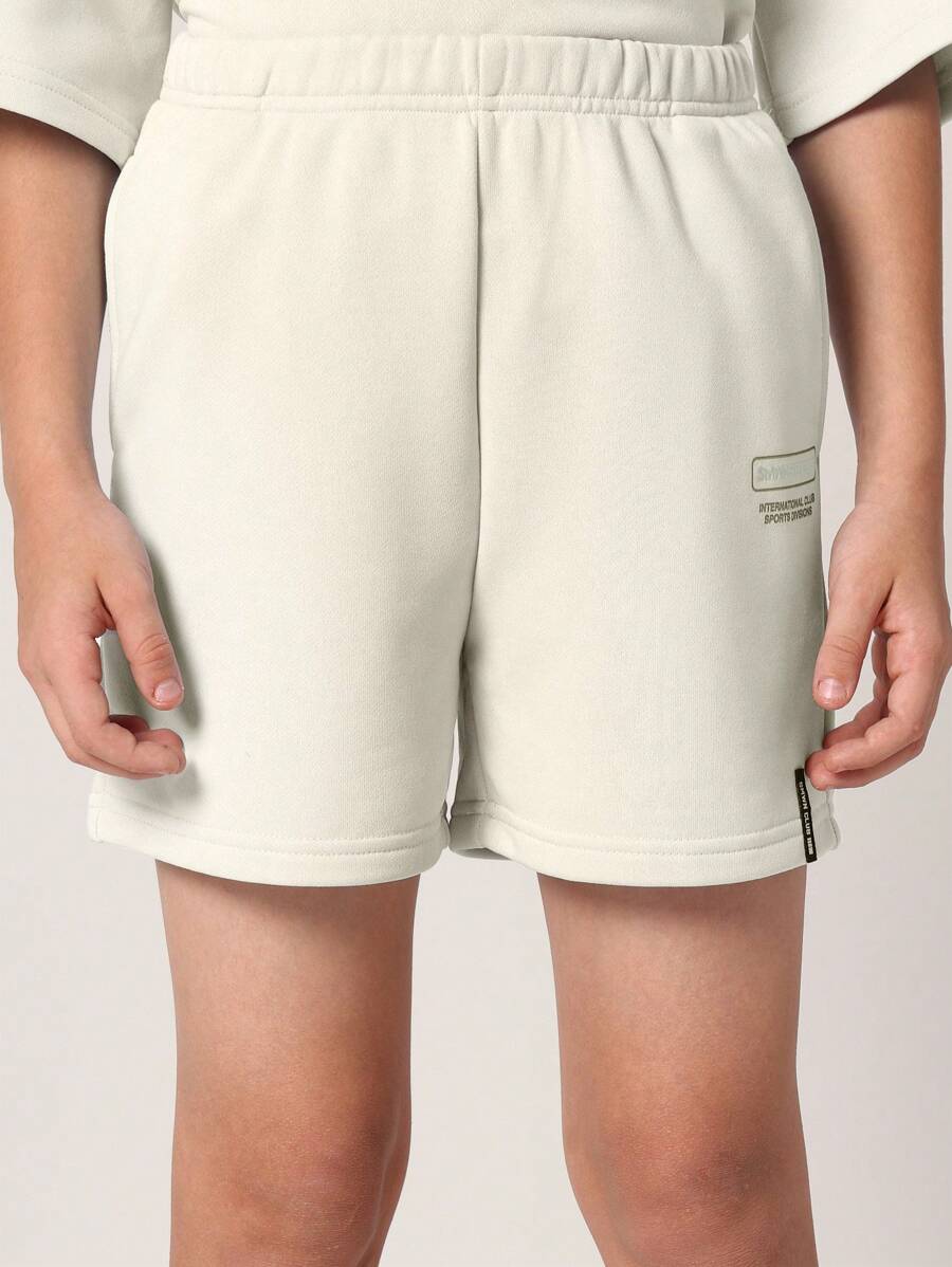 Conjunto deportivo de dos piezas para niños de SUMWON, ropa de estar por casa de Los Ángeles, California, estilo urbano atlético, informal, para entrenamiento de verano y primavera, conjunto a juego, pantalones cortos cómodos coordinados