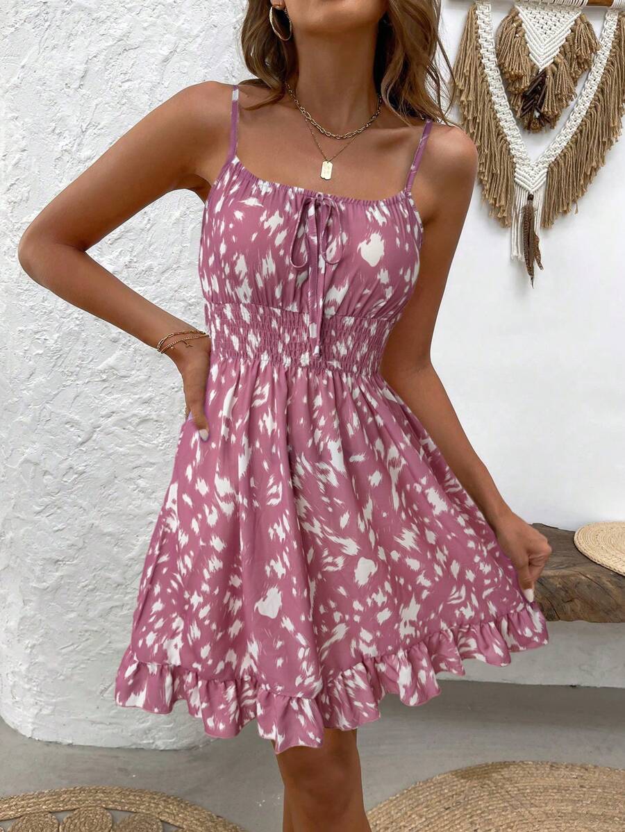 Vestido camisola informal de vacaciones con estampado integral y espalda descubierta de EMERY ROSE