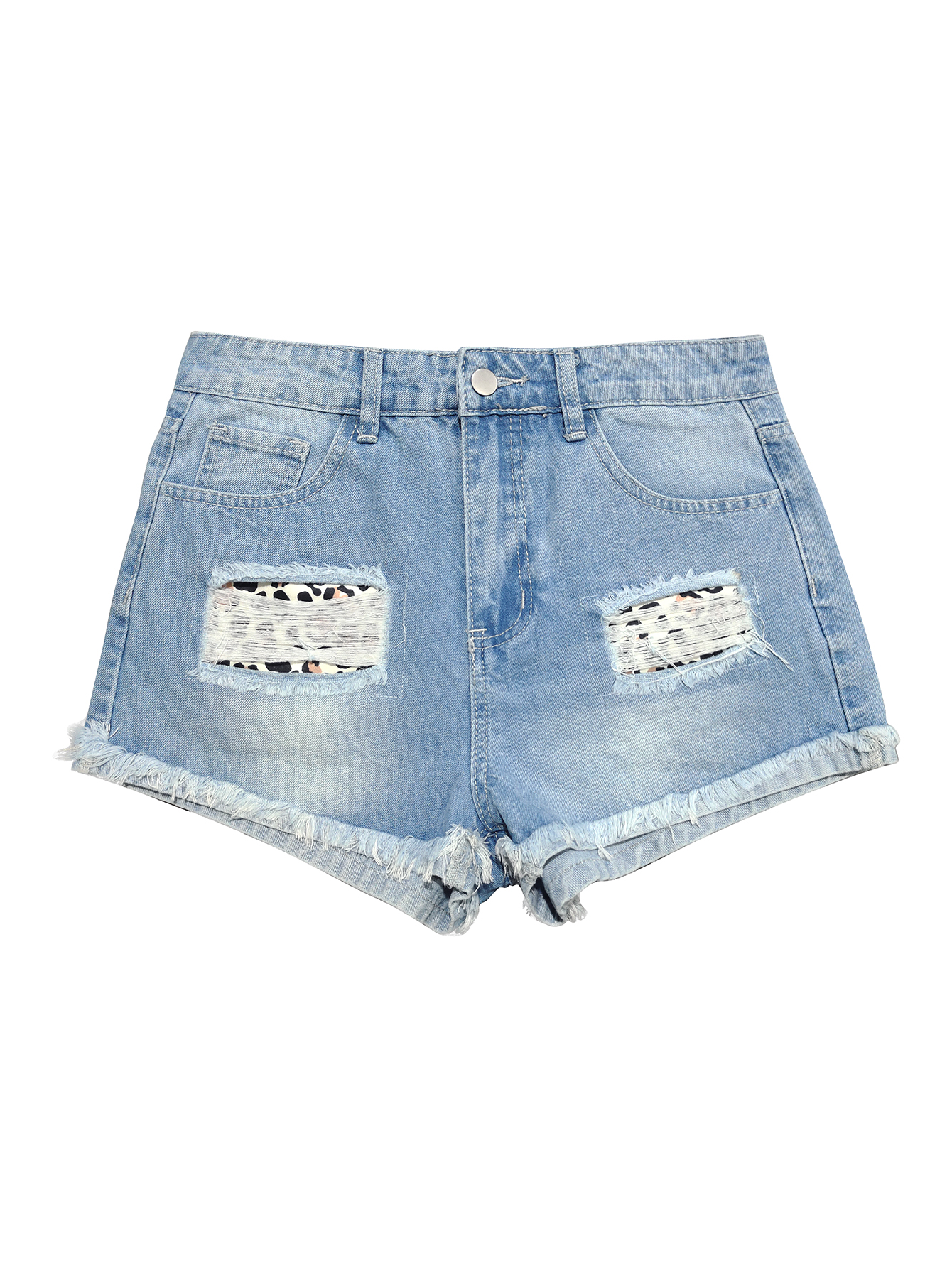 Pantalones cortos vaqueros casuales, sencillos y elegantes con bolsillo frontal y botones para mujer de TECCULI