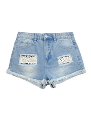 Pantalones cortos vaqueros casuales, sencillos y elegantes con bolsillo frontal y botones para mujer de TECCULI