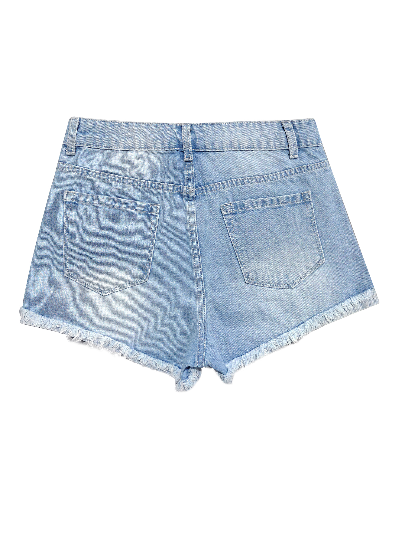 Pantalones cortos vaqueros casuales, sencillos y elegantes con bolsillo frontal y botones para mujer de TECCULI