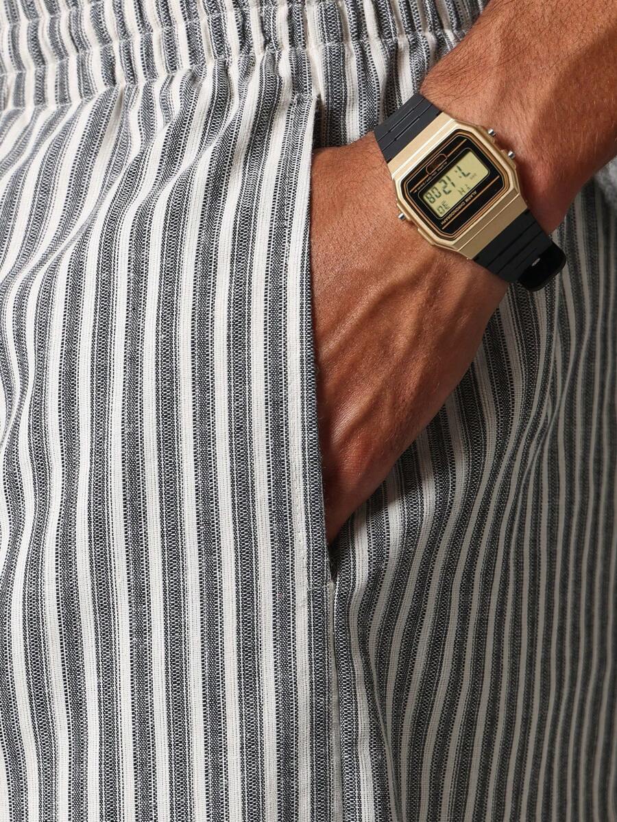 SUMWON Pantalones anchos a rayas para estar por casa, informales, holgados, con cordón, estilo skater, cómodos, para primavera y otoño