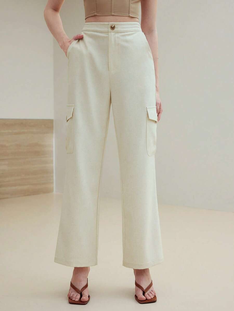 PANTALONES DE LINO CON BOLSILLOS INCLINADOS MOTF