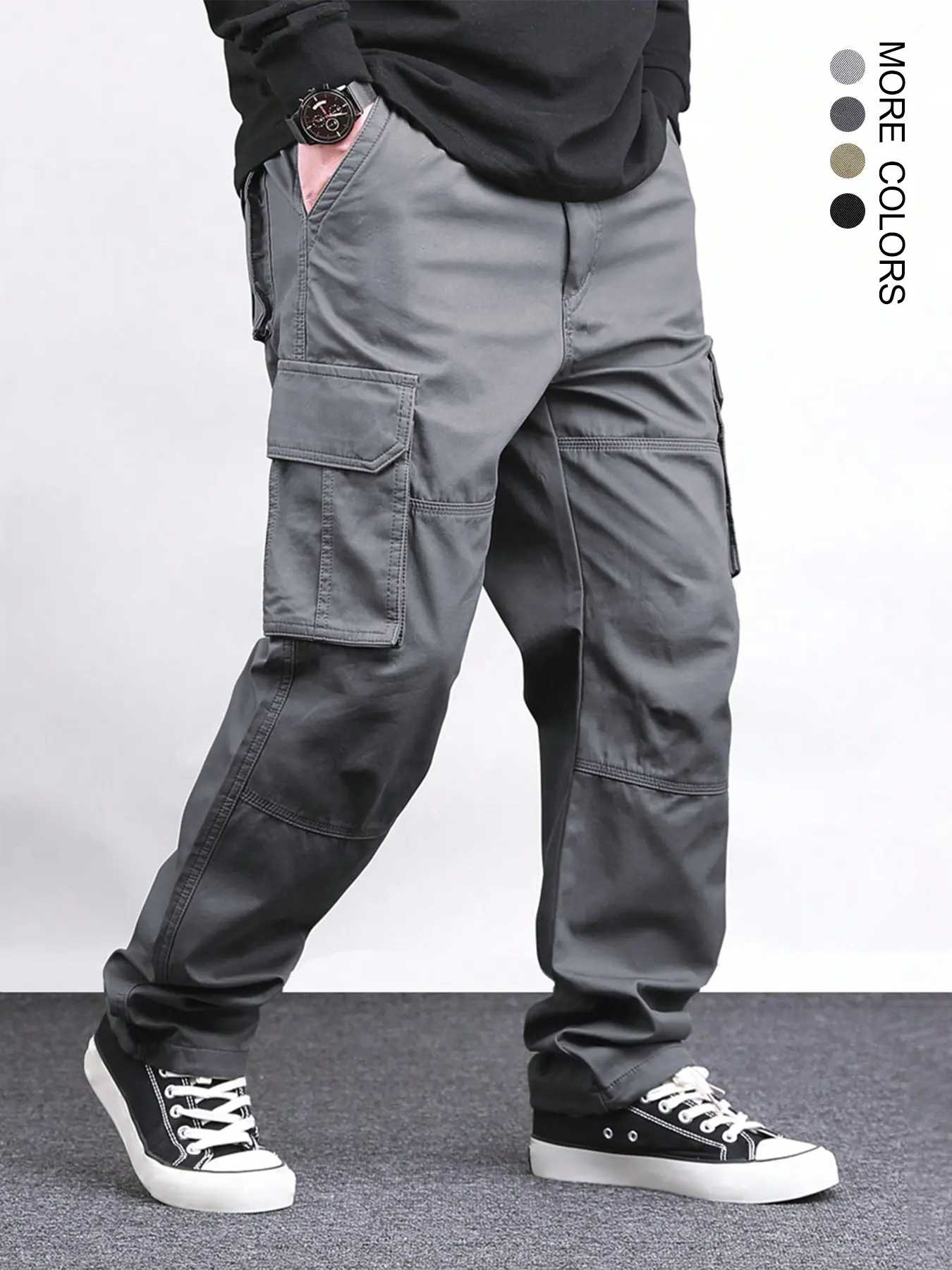 TECCULIManfinity Homme - Pantalones cargo rectos de color liso para hombre, pantalones cargo holgados para hombre, pantalones cargo para hombre, pantalones cargo para hombre, regreso a clases
