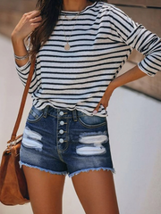 Shorts vaqueros con dobladillo deshilachado estilo urbano chic de TECCULI para mujer