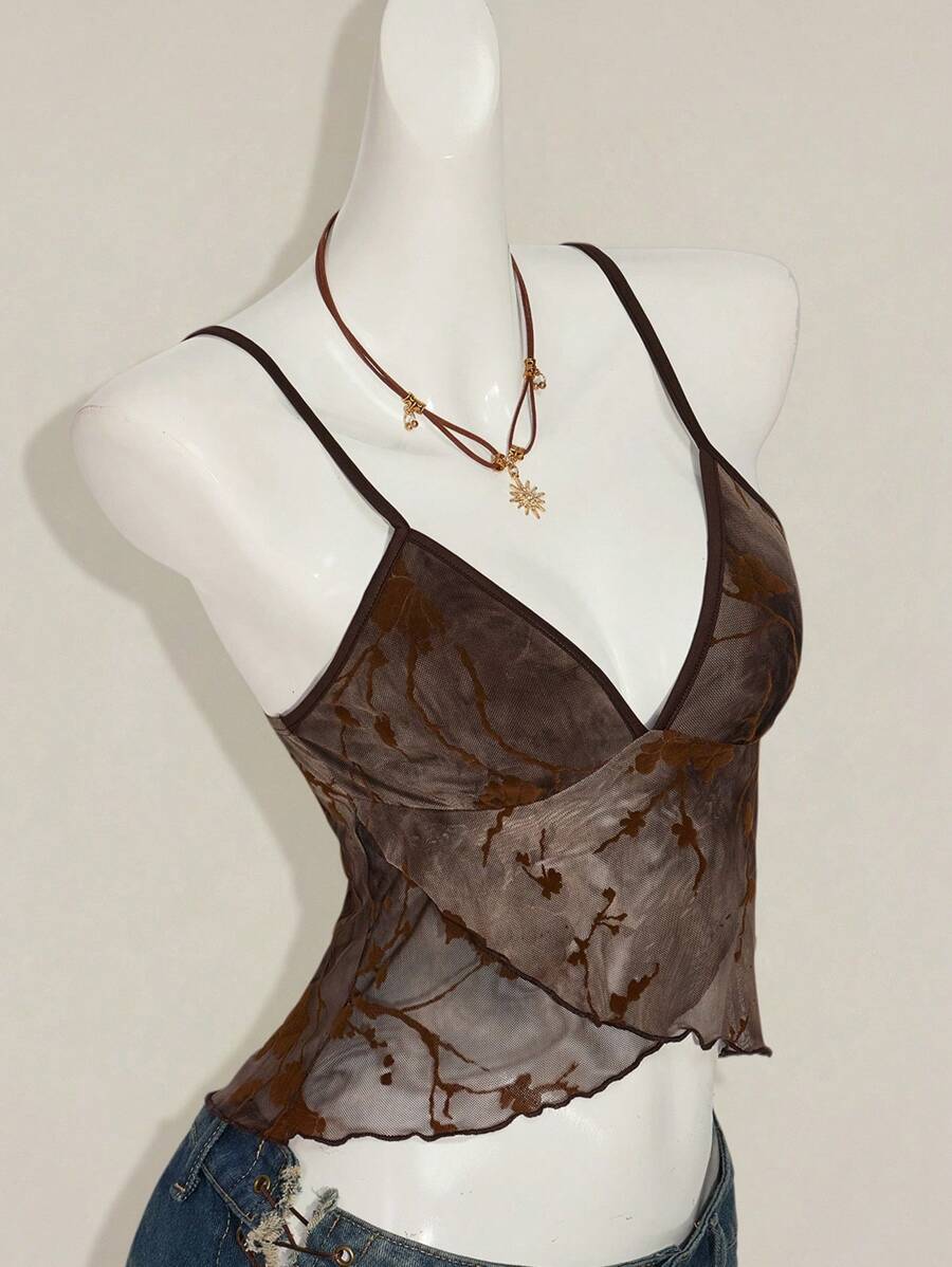 Camisola mini floral flocada de verano para mujer de ICON