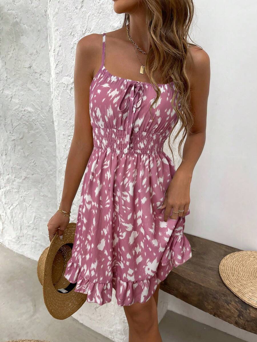 Vestido camisola informal de vacaciones con estampado integral y espalda descubierta de EMERY ROSE