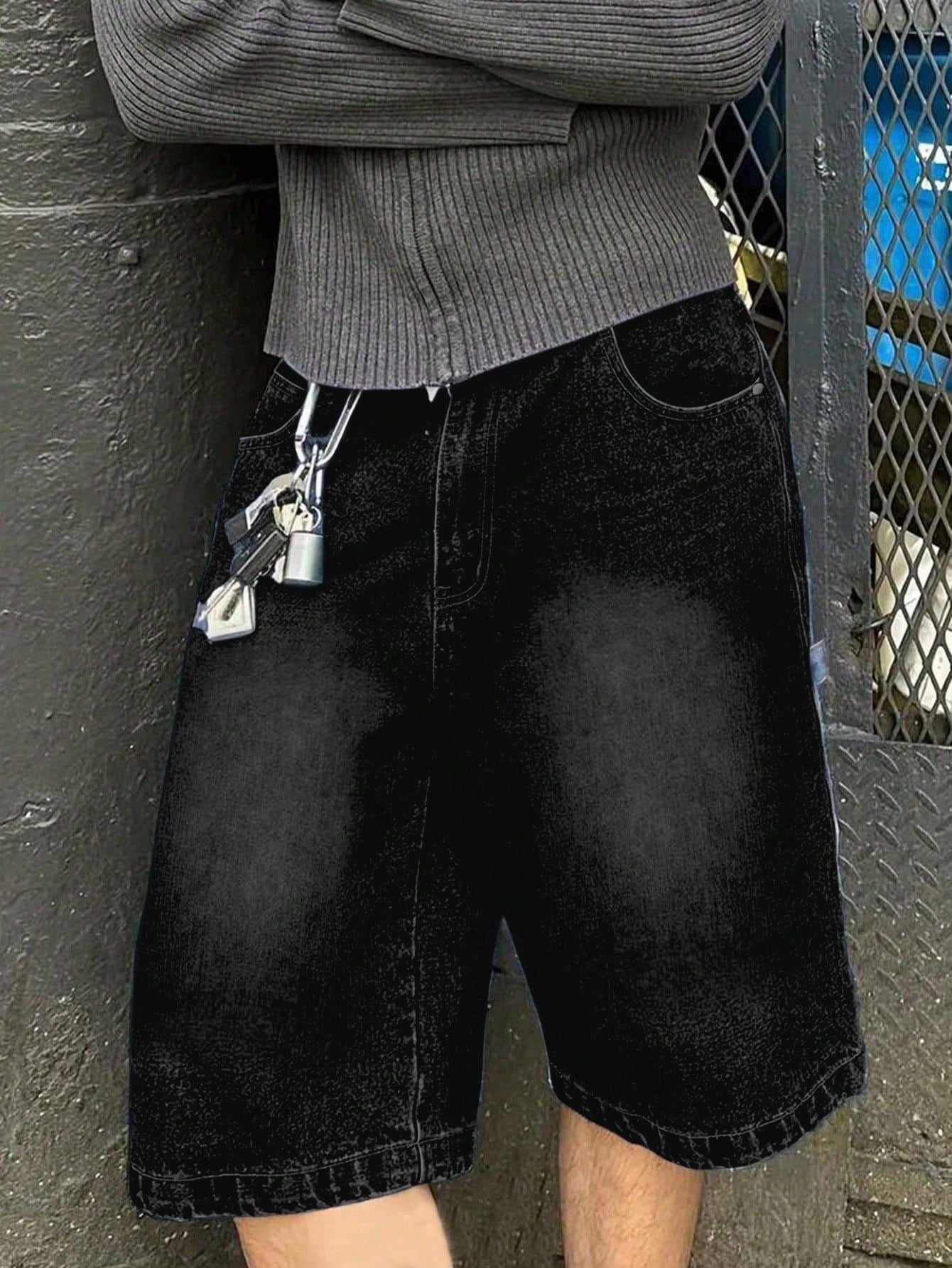 Bermudas vaqueras informales de pierna ancha y holgadas para hombre