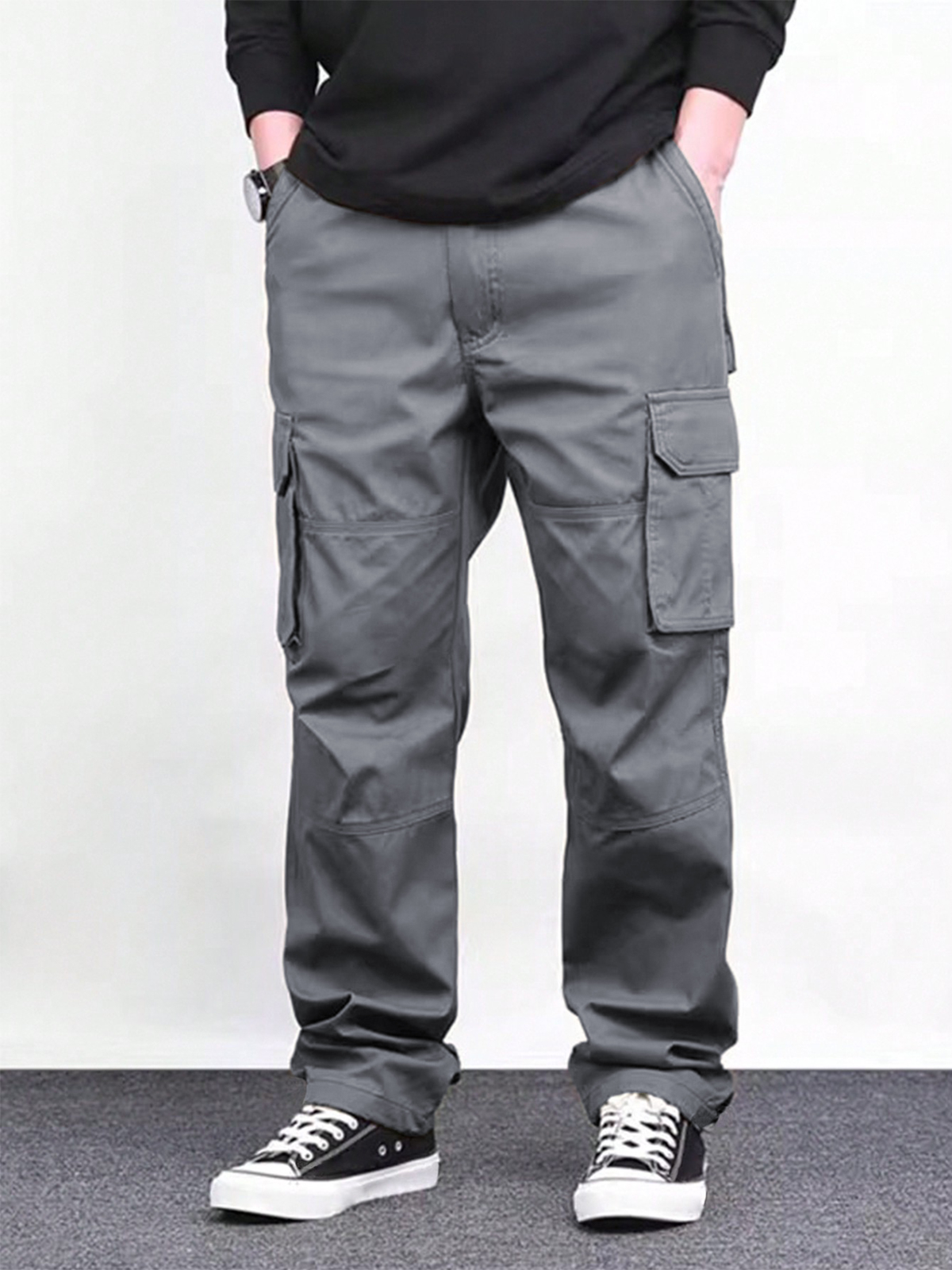 TECCULIManfinity Homme - Pantalones cargo rectos de color liso para hombre, pantalones cargo holgados para hombre, pantalones cargo para hombre, pantalones cargo para hombre, regreso a clases