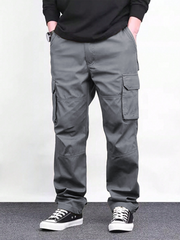 TECCULIManfinity Homme - Pantalones cargo rectos de color liso para hombre, pantalones cargo holgados para hombre, pantalones cargo para hombre, pantalones cargo para hombre, regreso a clases