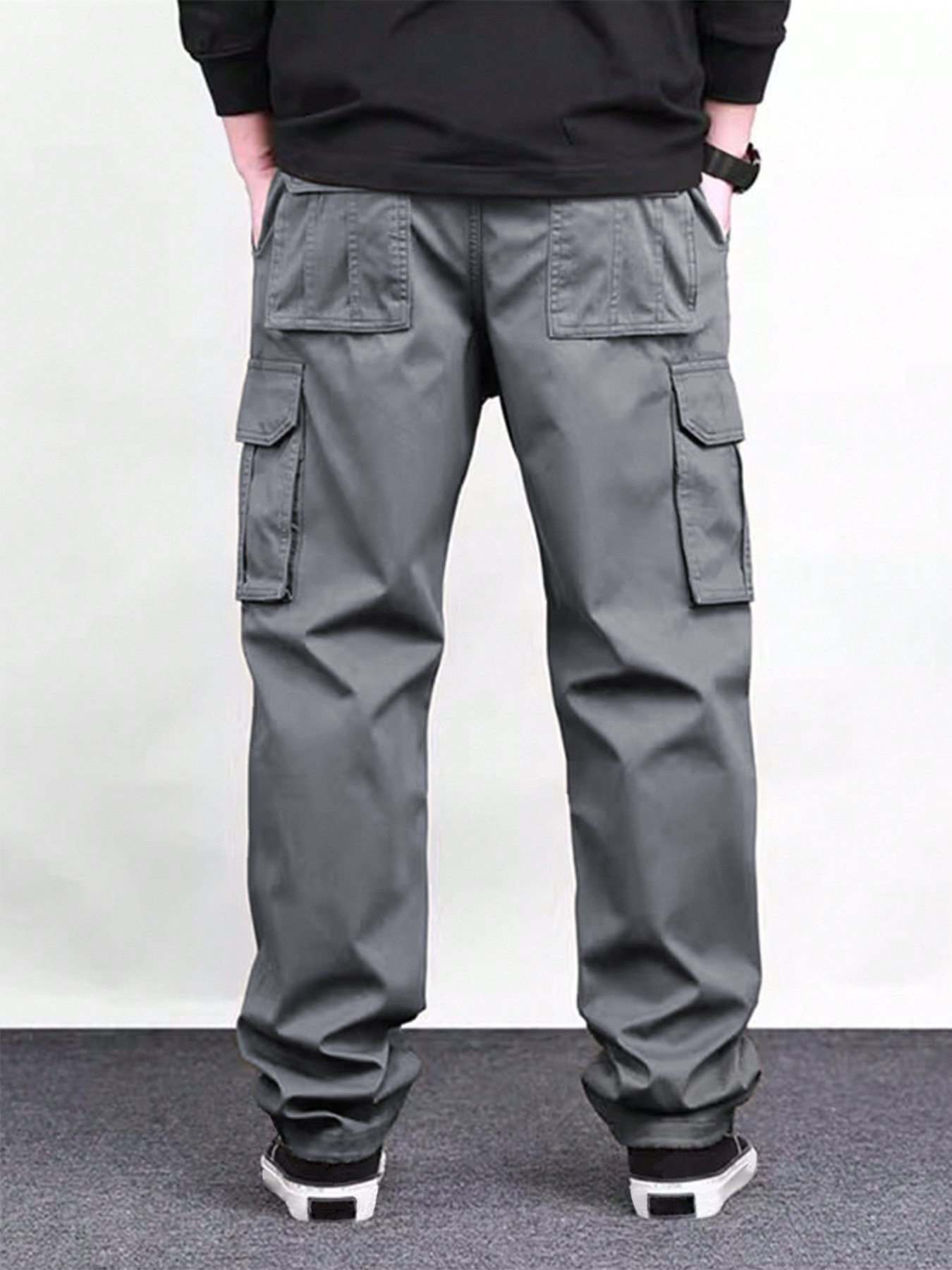 TECCULIManfinity Homme - Pantalones cargo rectos de color liso para hombre, pantalones cargo holgados para hombre, pantalones cargo para hombre, pantalones cargo para hombre, regreso a clases