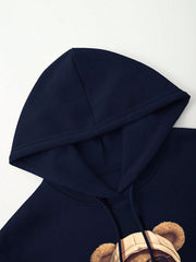 Sudadera térmica con capucha y cordón ajustable con bolsillo tipo canguro y estampado de oso Manfinity Dauomo para hombre