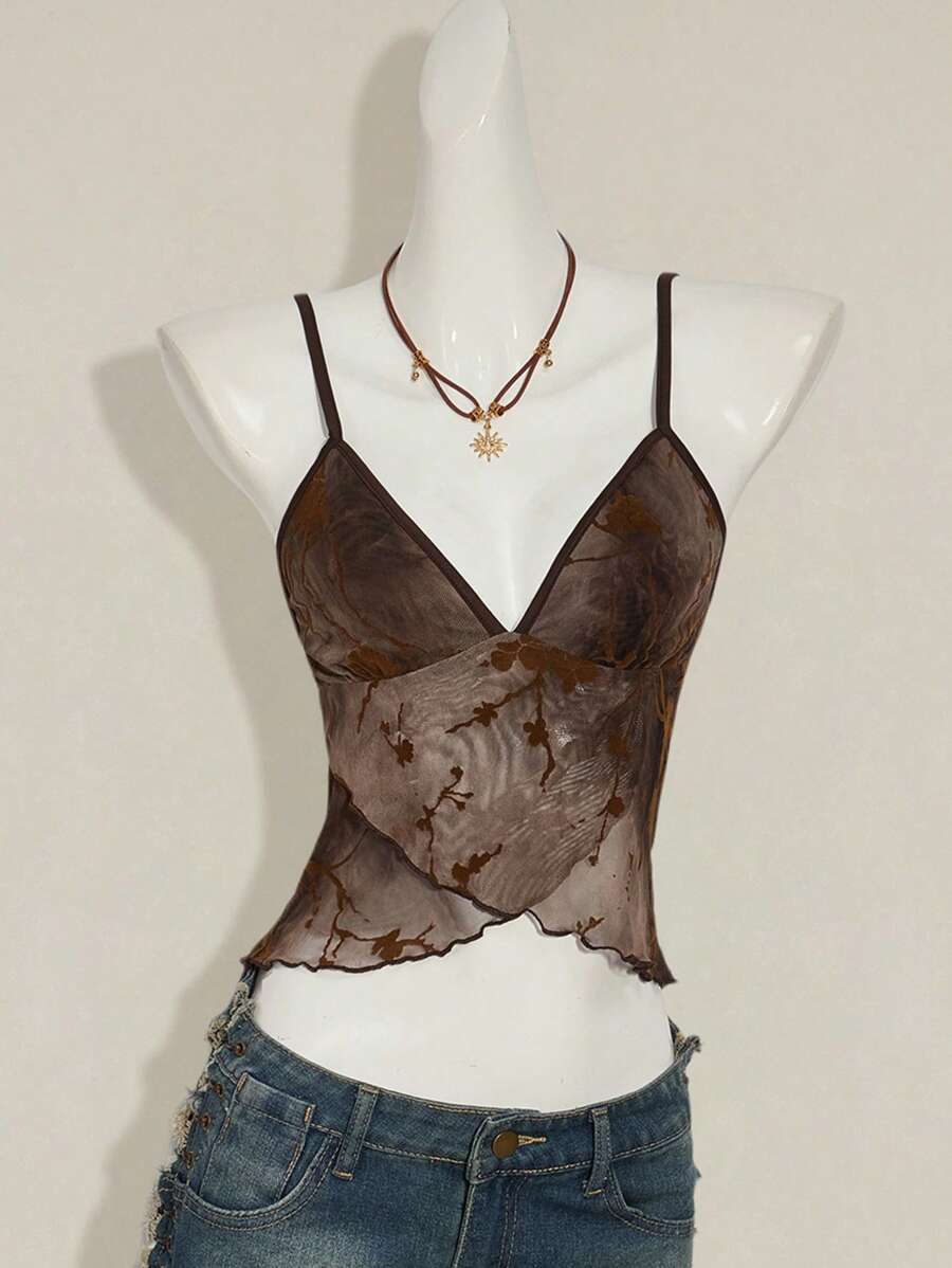 Camisola mini floral flocada de verano para mujer de ICON