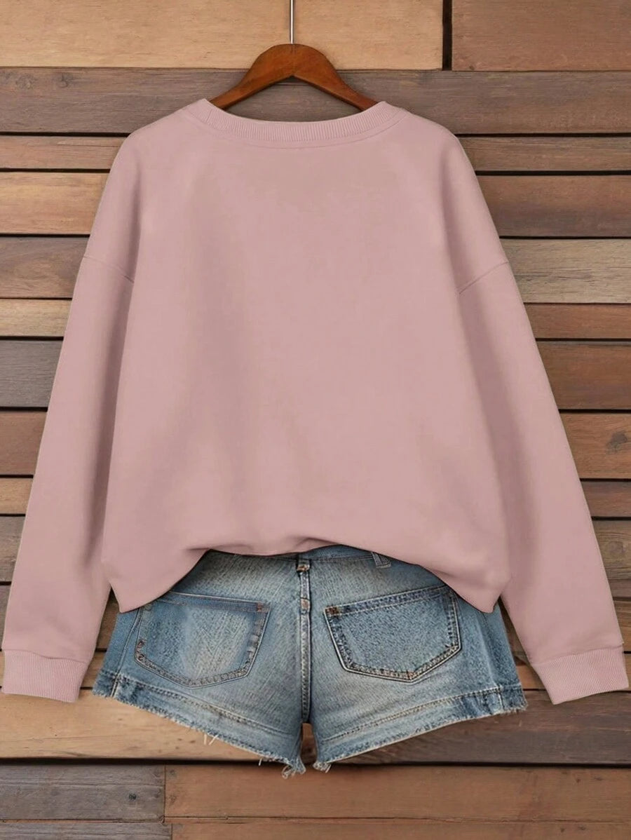 Sudadera con capucha y cuello redondo con estampado de letras para mujer de EMERY ROSE, camisetas de manga larga para graduación, regreso a clases, trajes de maestra para mujer, regreso a clases.