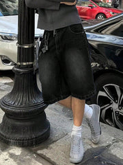 Bermudas vaqueras informales de pierna ancha y holgadas para hombre