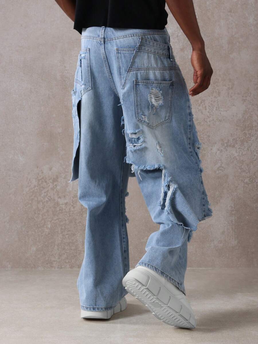 Vaqueros desgastados premium de pierna ancha SUMWON, pantalones vaqueros holgados de moda Y2K, ropa de calle con rotos, corte holgado, estilo clásico de los 90, ropa informal.