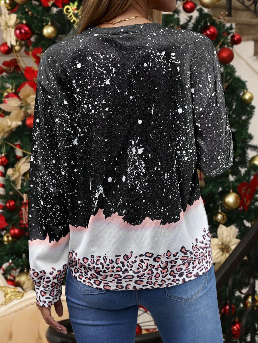 Sudadera de manga larga con estampado de letras de Papá Noel para mujer de INAWLY, otoño-invierno