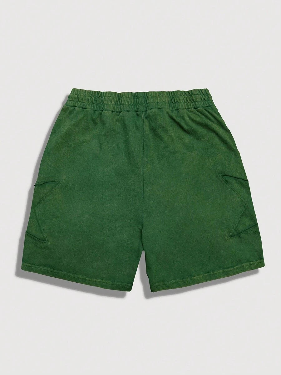ROMWE MEN Street Life - Pantalones cortos casuales de color liso con bolsillo frontal y lazo para hombre, para uso diario