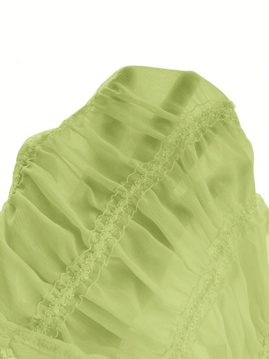 Camisola corta Aloruh para mujer con tirantes ajustables, fruncida, en capas, semitransparente, ideal para citas románticas, ideal para conciertos.