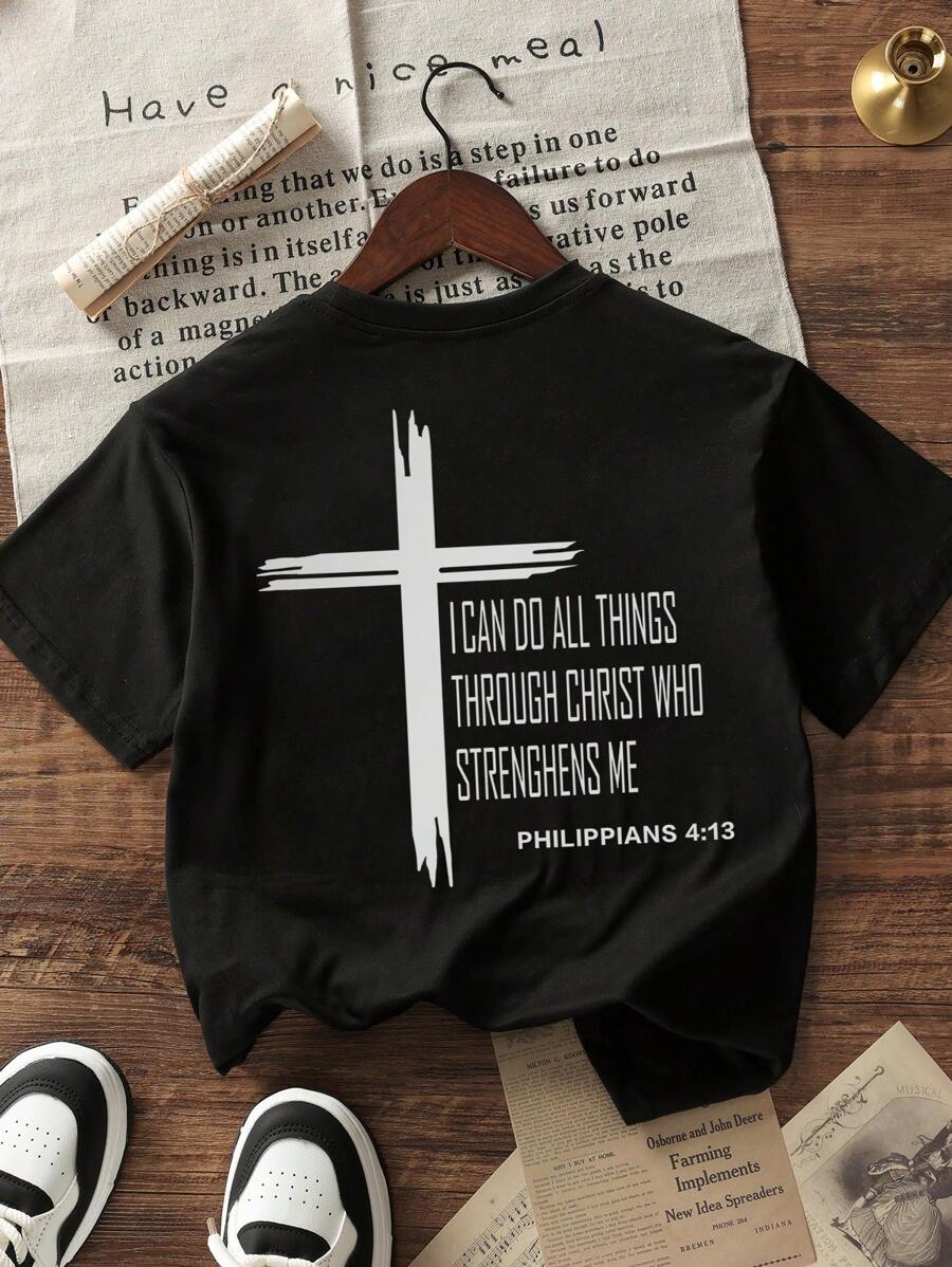 Camiseta informal de manga corta con cuello redondo y estampado para niños y adolescentes, tops de verano