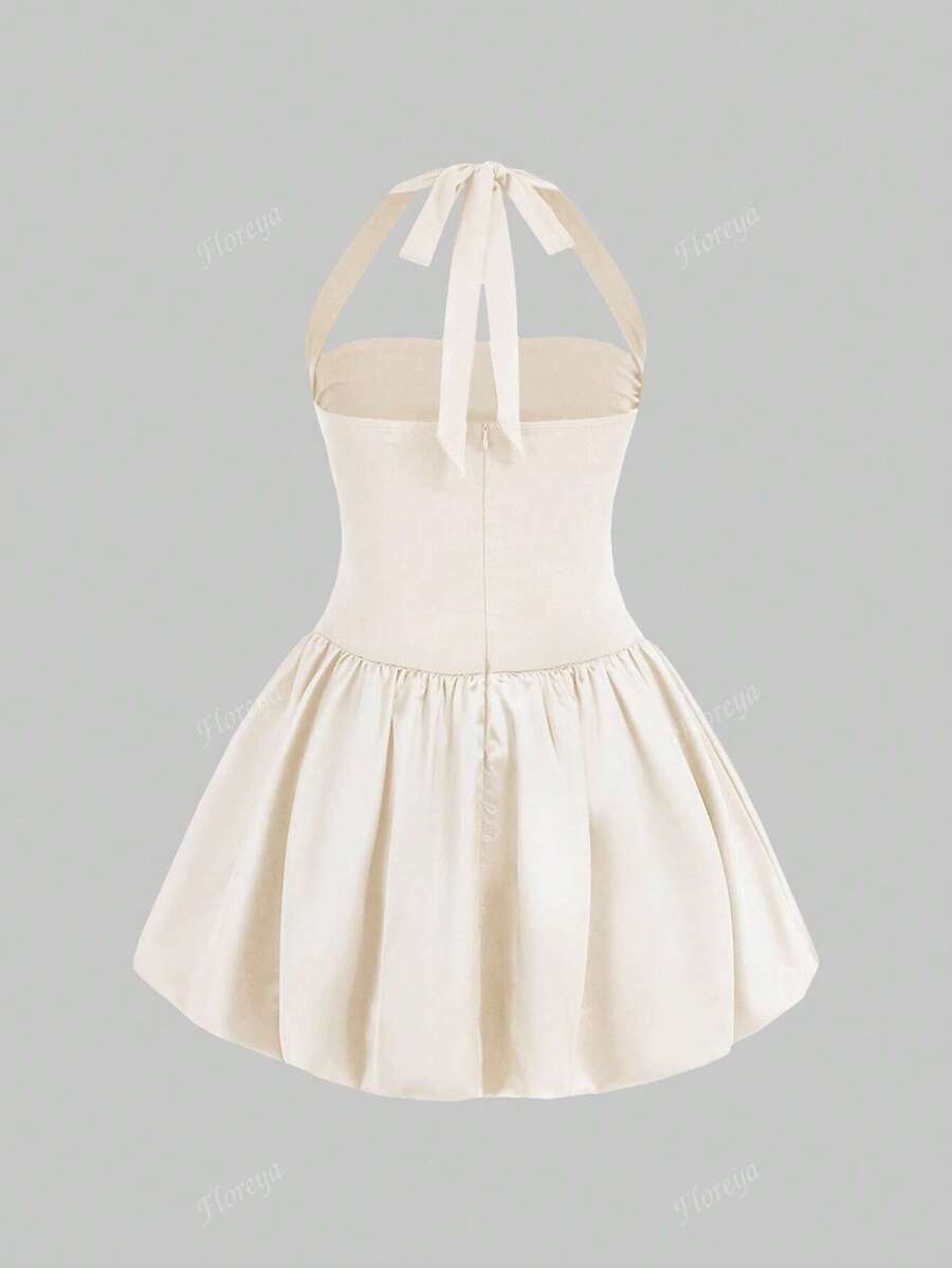Vestido elegante con cuello halter para mujer, vestido corto de cóctel exclusivo de alta gama para fiestas de graduación, cumpleaños y banquetes.