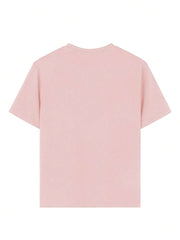 Camiseta informal de manga corta con cuello redondo y estampado gráfico para niña, ideal para estudiantes de verano. Diseño artístico que inspira imaginación y autoexpresión.