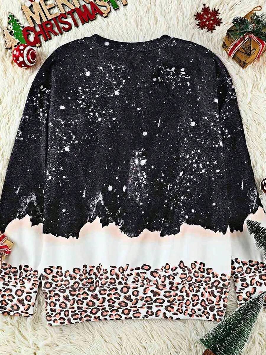 Sudadera de manga larga con estampado de letras de Papá Noel para mujer de INAWLY, otoño-invierno