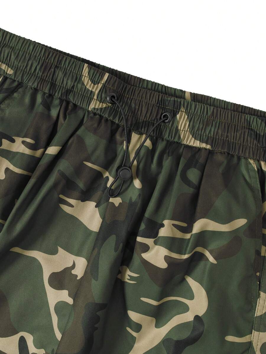 Pantalones cargo holgados extragrandes Manfinity EMRG para hombre con bolsillo de solapa y cordón lateral en la cintura